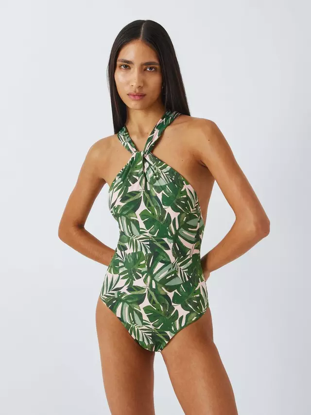 

Купальник John Lewis Tropic Palm Twist Neck, цвет khaki/multi