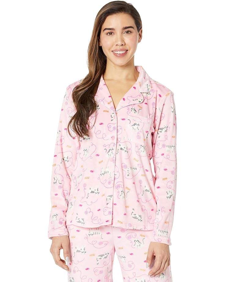 

Пижамный комплект Karen Neuburger Novelties Long Sleeve Minky Fleece Girlfriend PJ Set with Socks, цвет Cat Lover