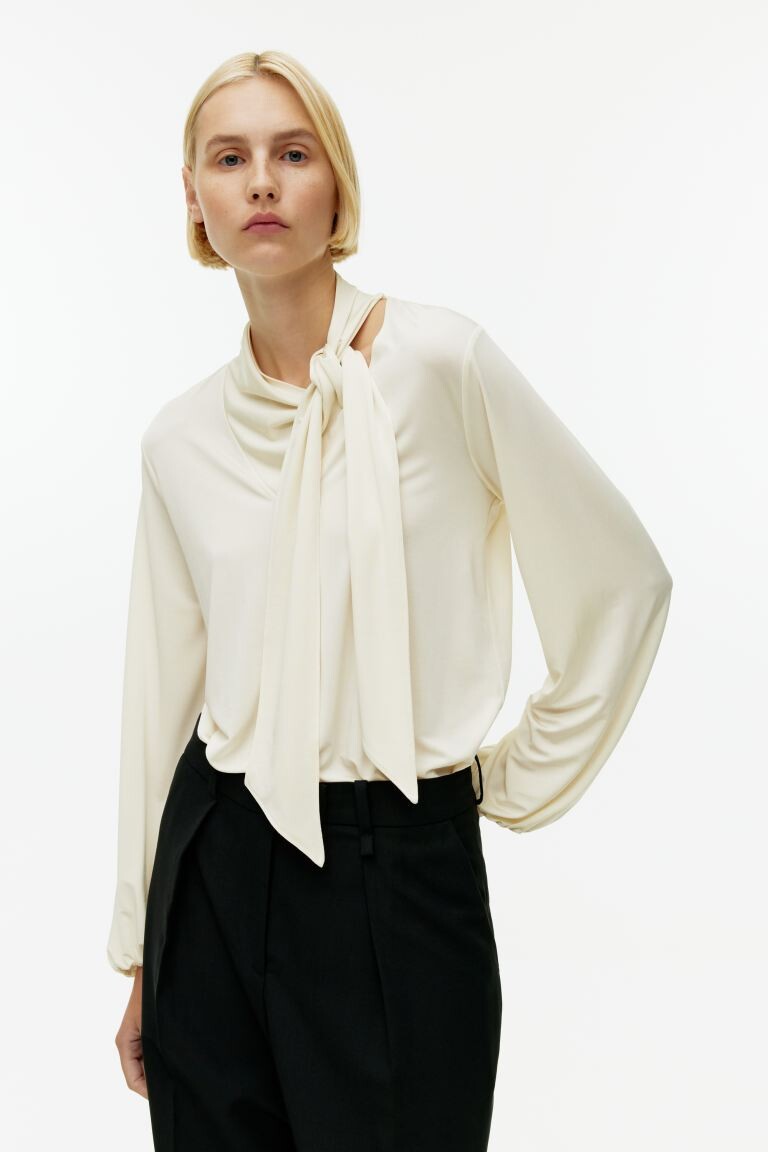 

Блузка с тканевым воротником H&M, белый