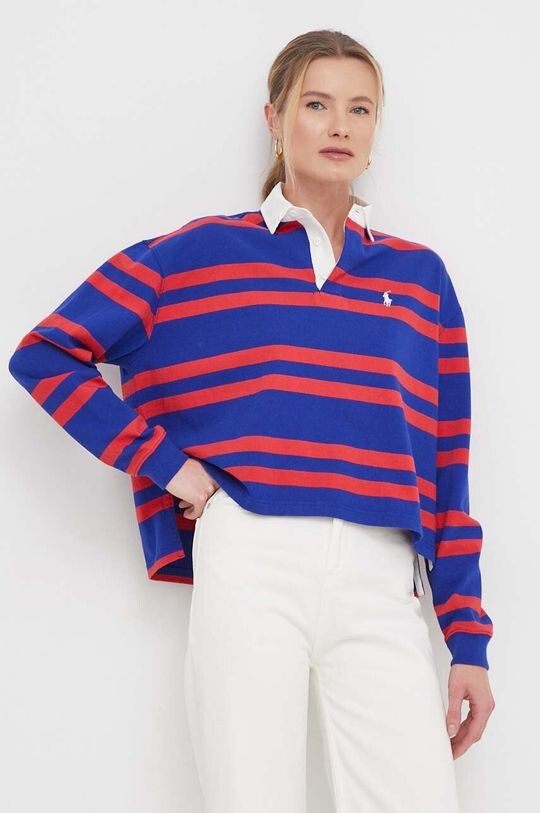 

Хлопковый топ с длинными рукавами Polo Ralph Lauren, мультиколор