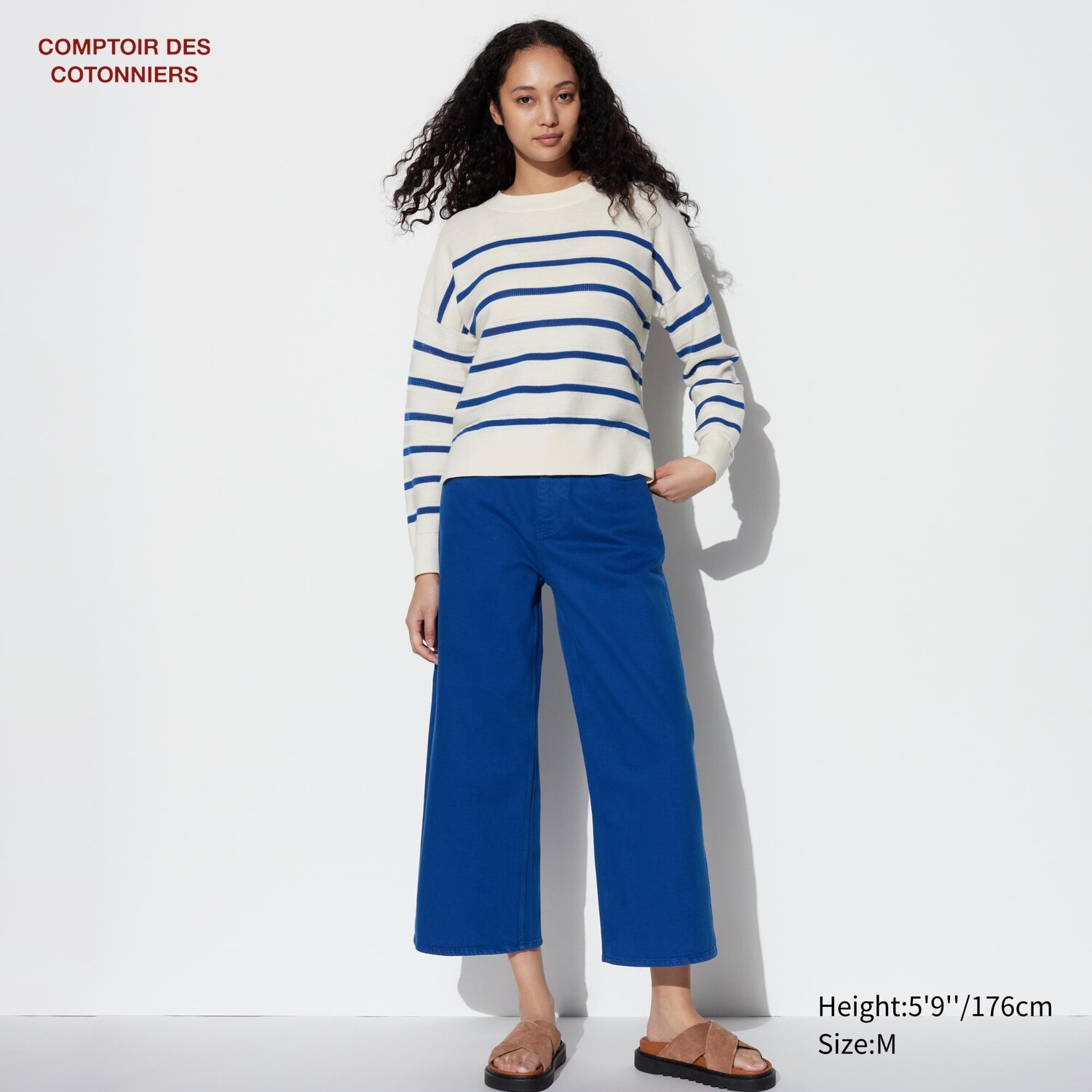 

Джинсы с широким укороченным кроем UNIQLO, синий