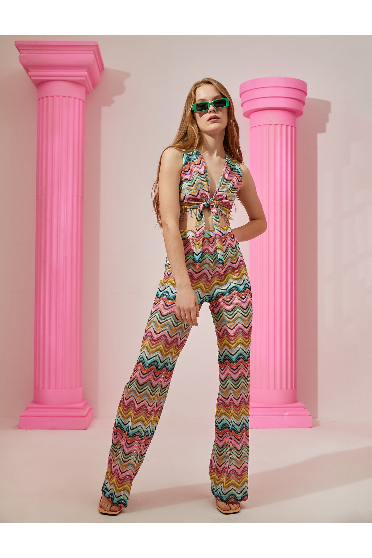 Rachel Araz X – широкие брюки с высокой талией Koton, разноцветный