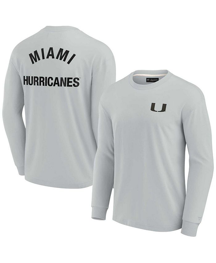 

Мужская и женская серая супермягкая футболка с длинным рукавом Miami Hurricanes Fanatics Signature, серый