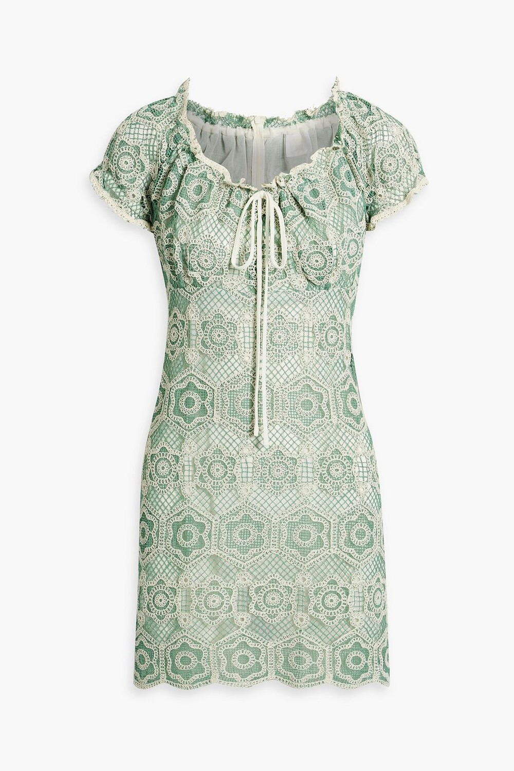 

Платье мини из кружева крючком из смесового хлопка ANNA SUI, зеленый