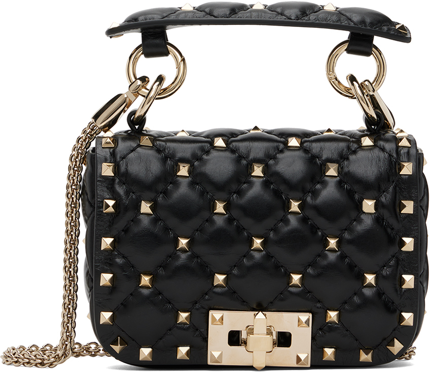 Черная сумка с шипами Rockstud Valentino Garavani, цвет Black