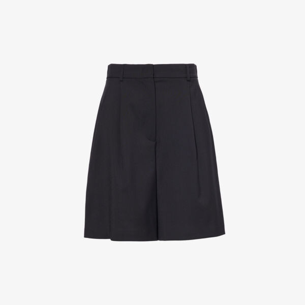 

Широкие шерстяные шорты с высокой посадкой Weekend Max Mara, черный