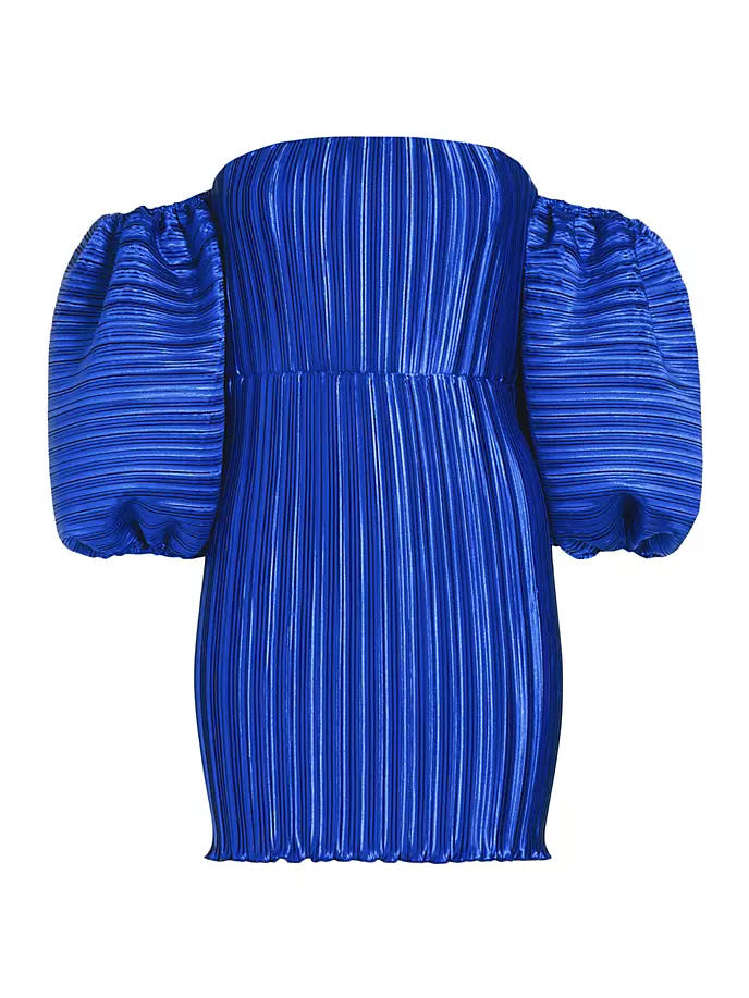 Плиссированное мини-платье Sirene с открытыми плечами L'Idée, синий