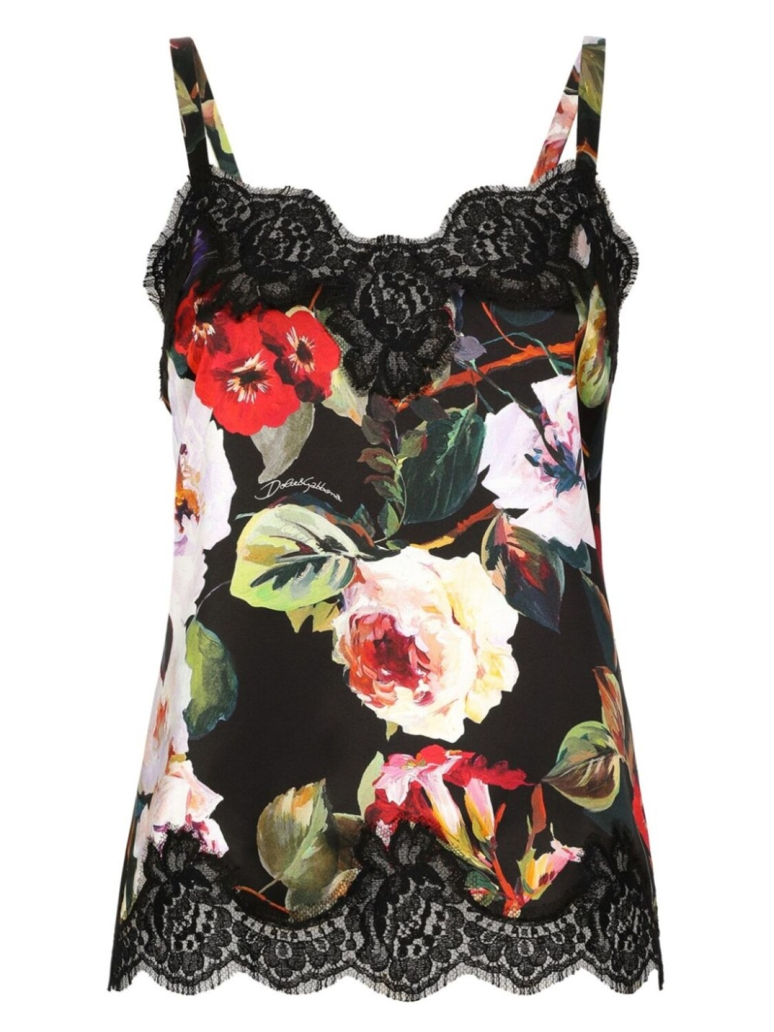 

Dolce & Gabbana атласный топ на бретелях с принтом, черный