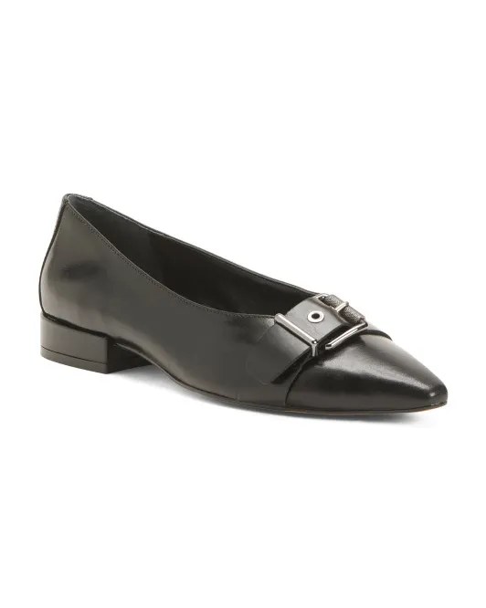 

Кожаные балетки Megdele с пряжкой Made In Brazil Vince Camuto, черный