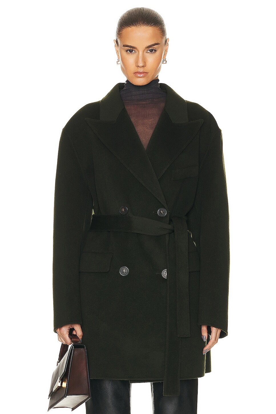 

Пальто Acne Studios Belted Short, цвет Forest Green
