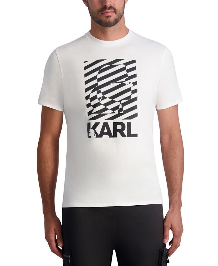 

Мужская облегающая футболка с рисунком профиля KARL LAGERFELD PARIS, белый