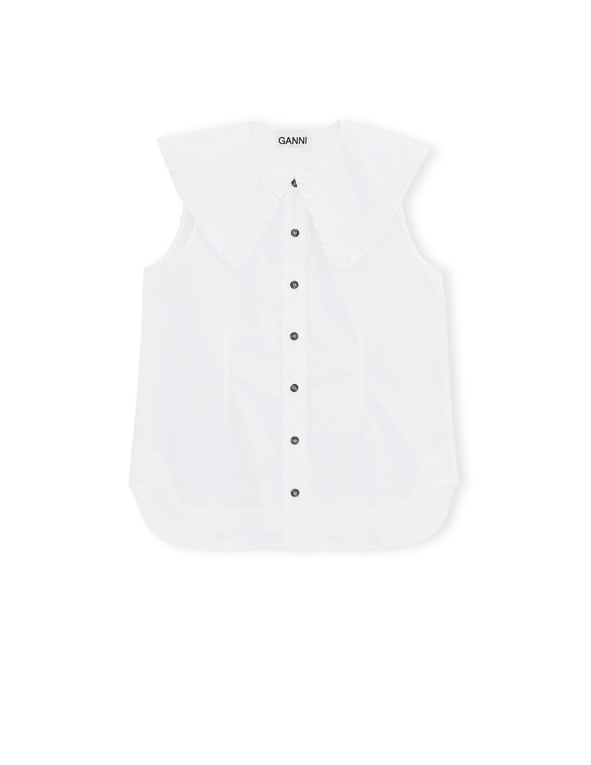 

Хлопковая рубашка без рукавов Ganni, цвет Bright White