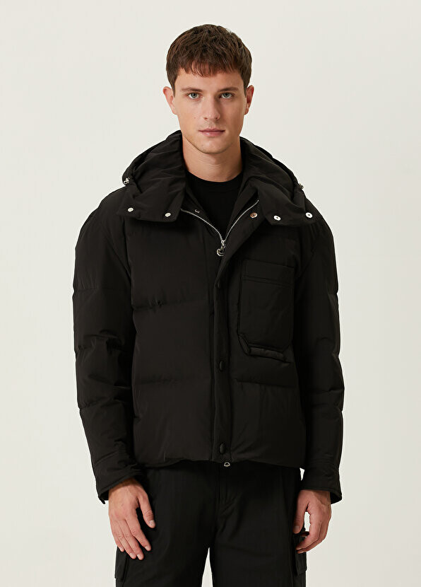

Черное пуховое пальто с капюшоном Solid Homme, Черный