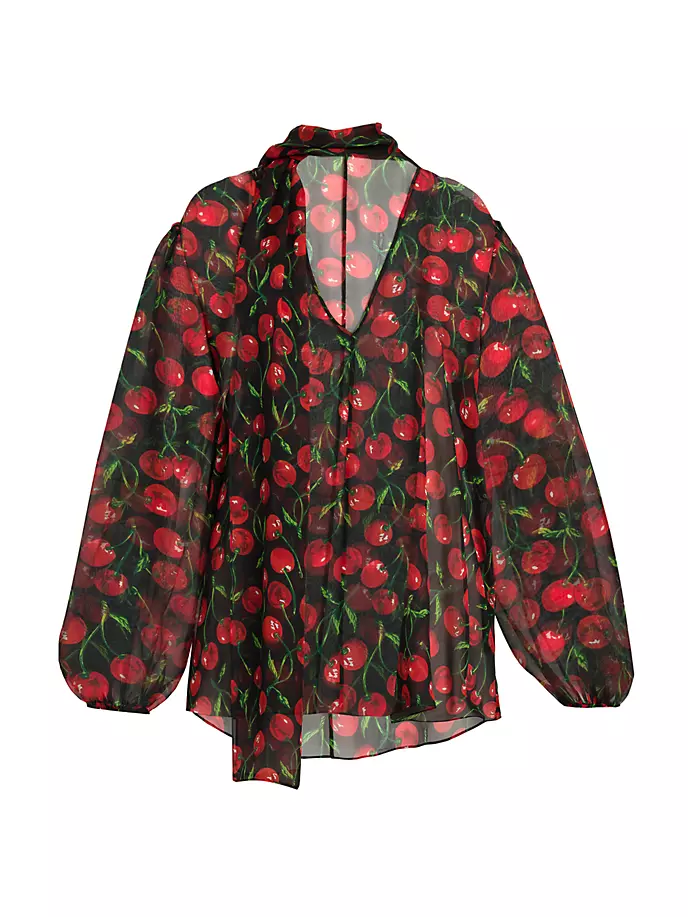 

Блузка из шелкового шифона вишневого цвета с воротником Tieneck Dolce&Gabbana, цвет ciliegie fdo nero