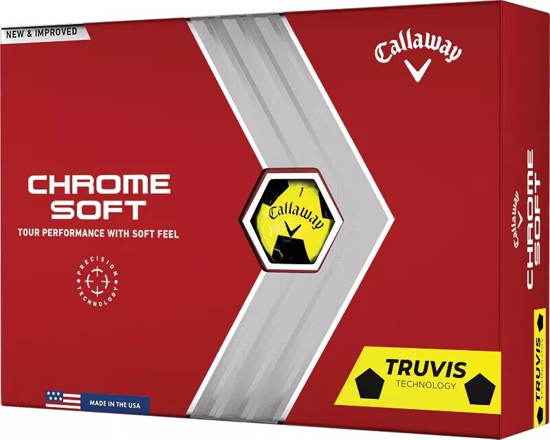 

Мячи для гольфа Callaway 2022 Chrome Soft Truvis, желтый/черный