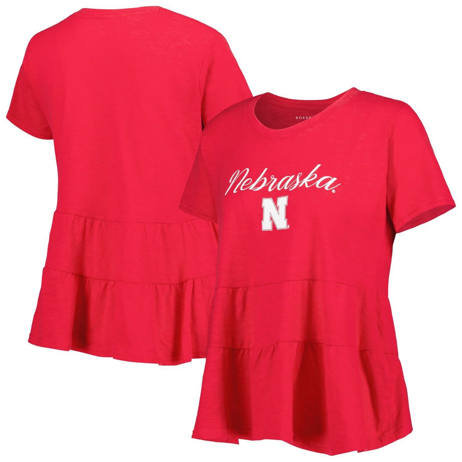 

Женская футболка Scarlet Nebraska Huskers Willow с рюшами внизу