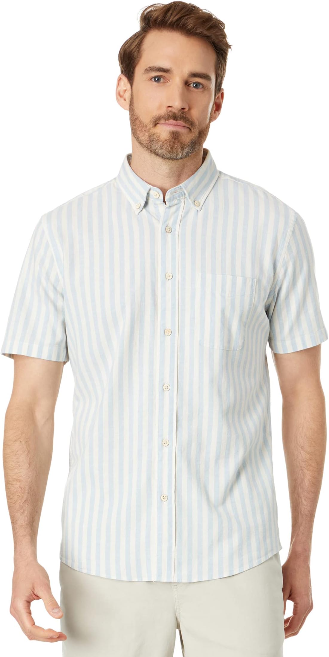 цена Рубашка с коротким рукавом Faherty, цвет Sky Shell Stripe