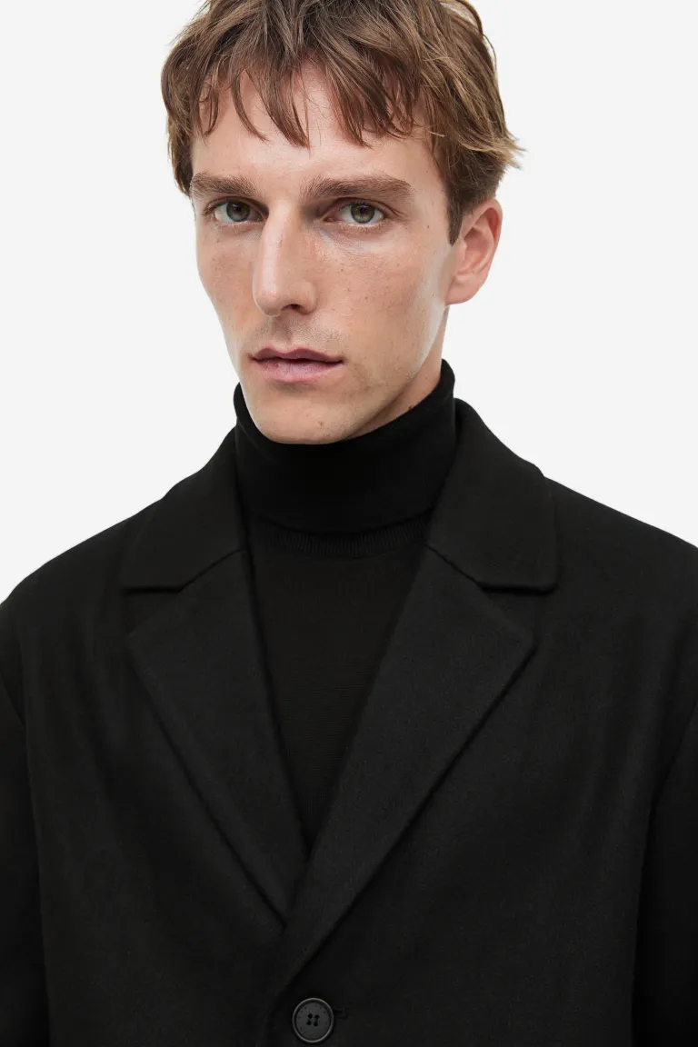 

Пальто из смесовой шерсти H&M, черный