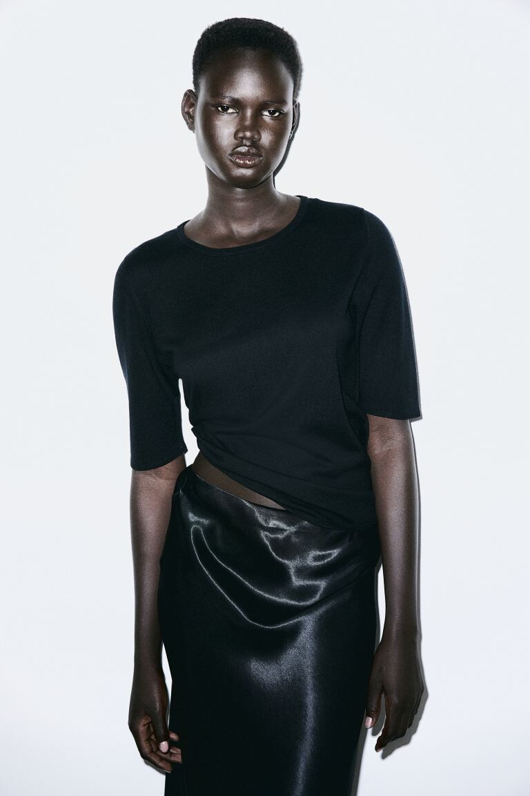 

Рубашка из смеси кашемира H&M, черный