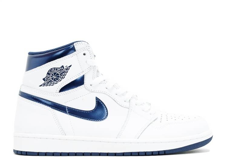 

Кроссовки AIR JORDAN 1 RETRO HIGH OG 'METALLIC NAVY', белый