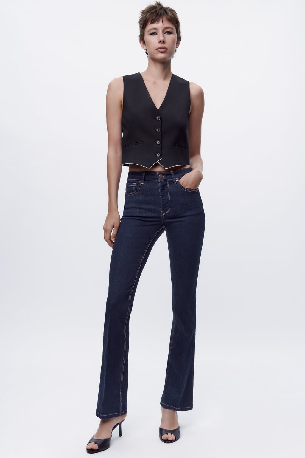 

Джинсы Zw Boot Cut со средней посадкой и контуром ZARA, синий
