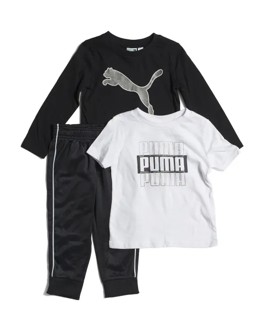 

Комплект из 3 трикотажных футболок и спортивных штанов для маленьких мальчиков Puma, черный