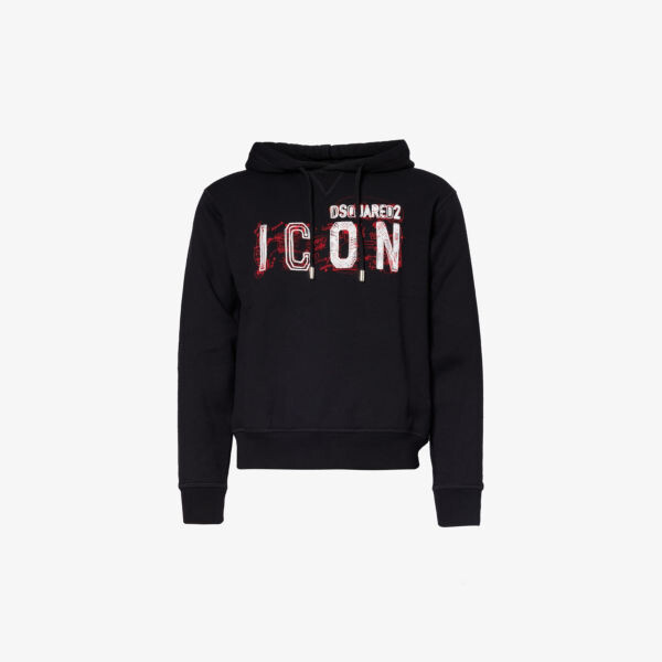 

Худи из хлопкового джерси с логотипом Icon Scribble Dsquared2, черный