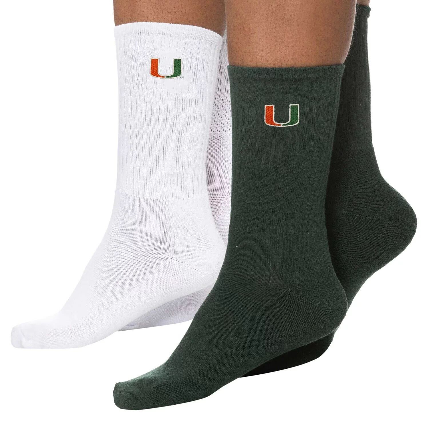 

Женские зелено-белые носки ZooZatz Miami Hurricanes, комплект из 2 четверть длины
