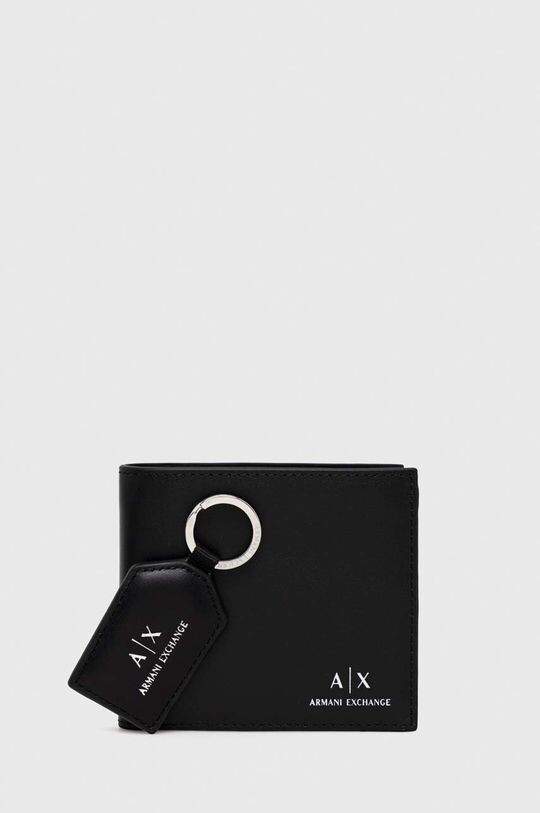 

Кожаный кошелек и брелок для ключей Armani Exchange, черный