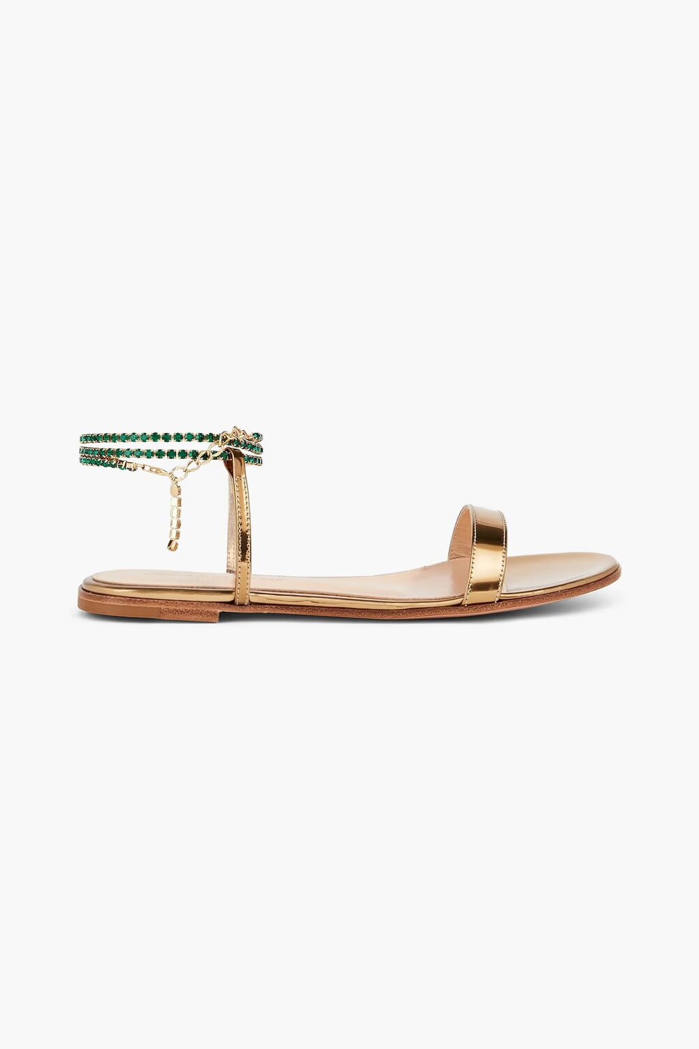 

Босоножки из зеркальной кожи с декором Gianvito Rossi, золото