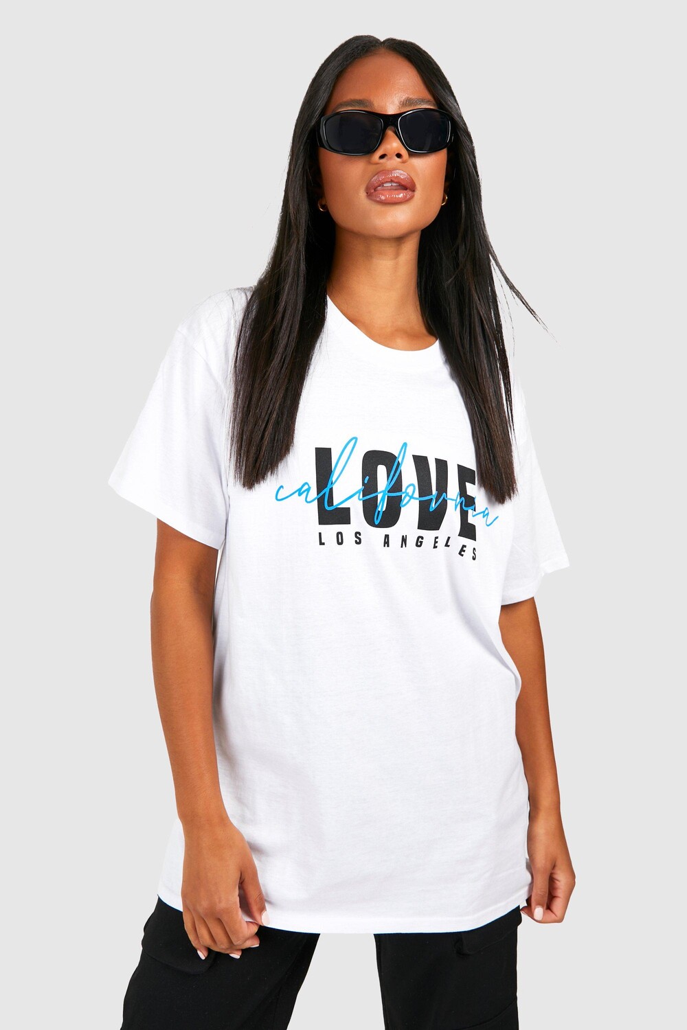 

Футболка оверсайз с принтом love la Boohoo, белый