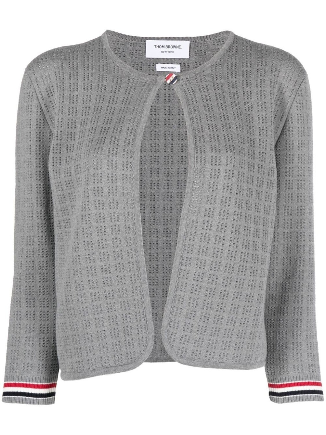 

Thom Browne укороченный кардиган с сетчатой строчкой, серый