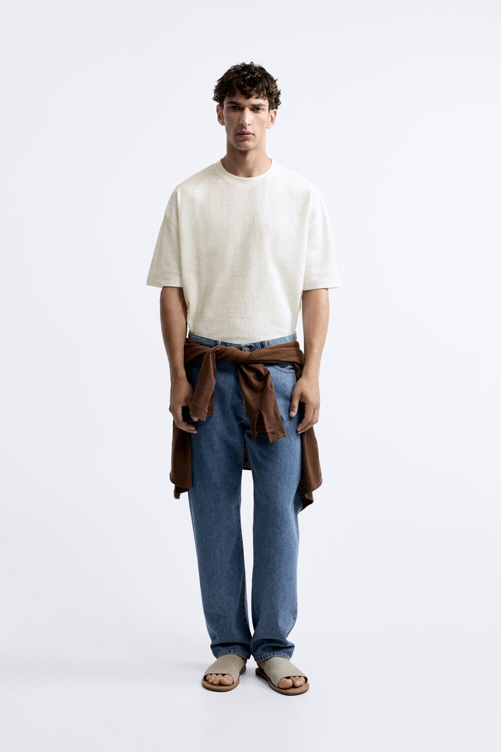 

Футболка из текстурированного жаккарда ZARA, белый