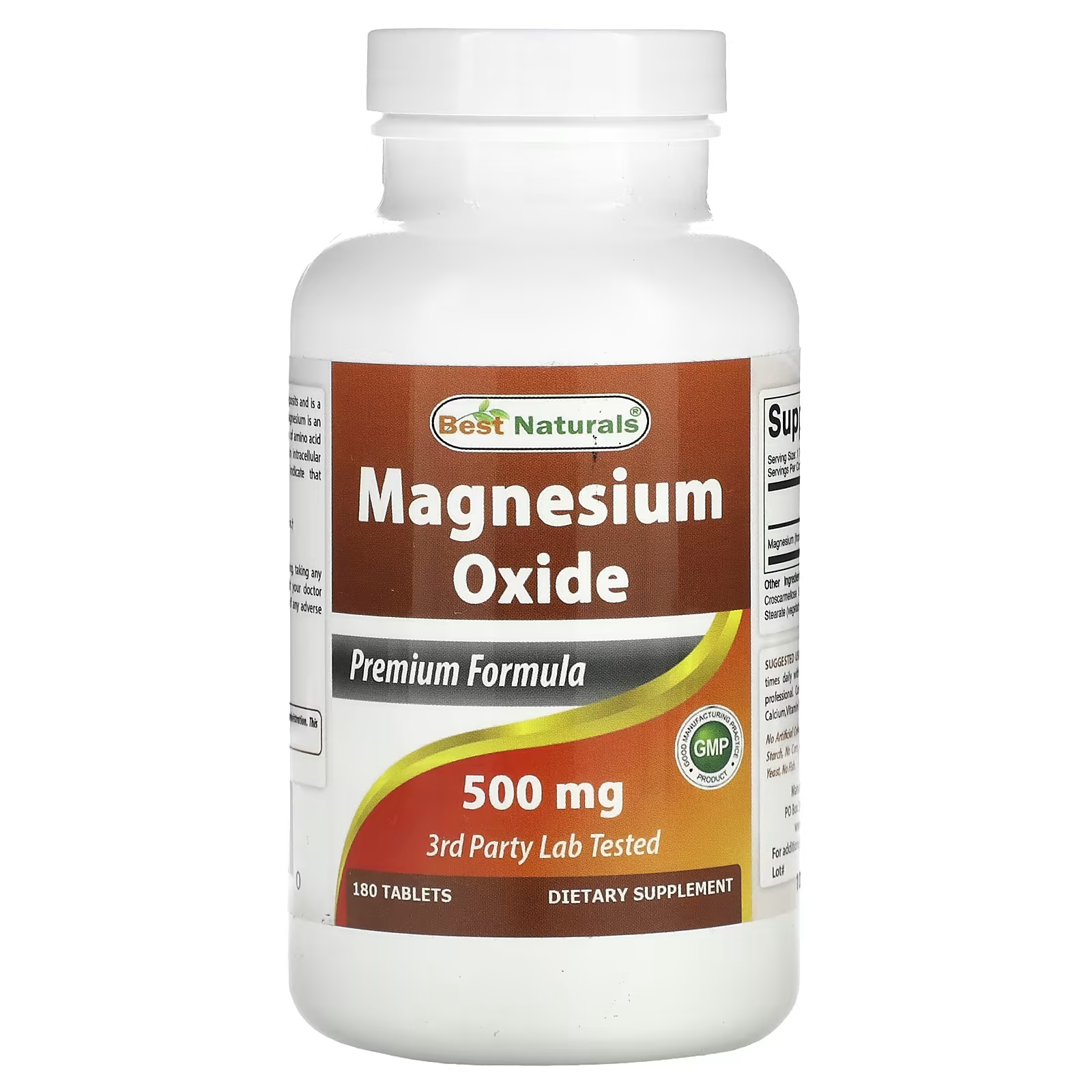 Оксид магния 500 мг Best Naturals, 180 таблеток best naturals ниацинамид 500 мг 240 таблеток