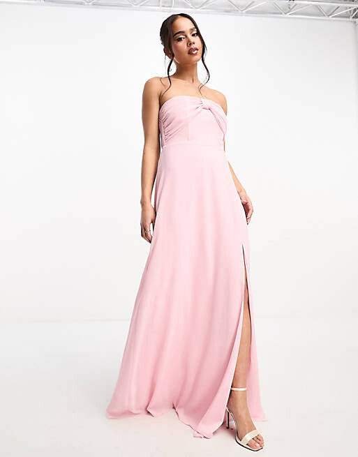 

Бледно-розовое платье-бандо с бантом TFNC Bridesmaid, Розовый