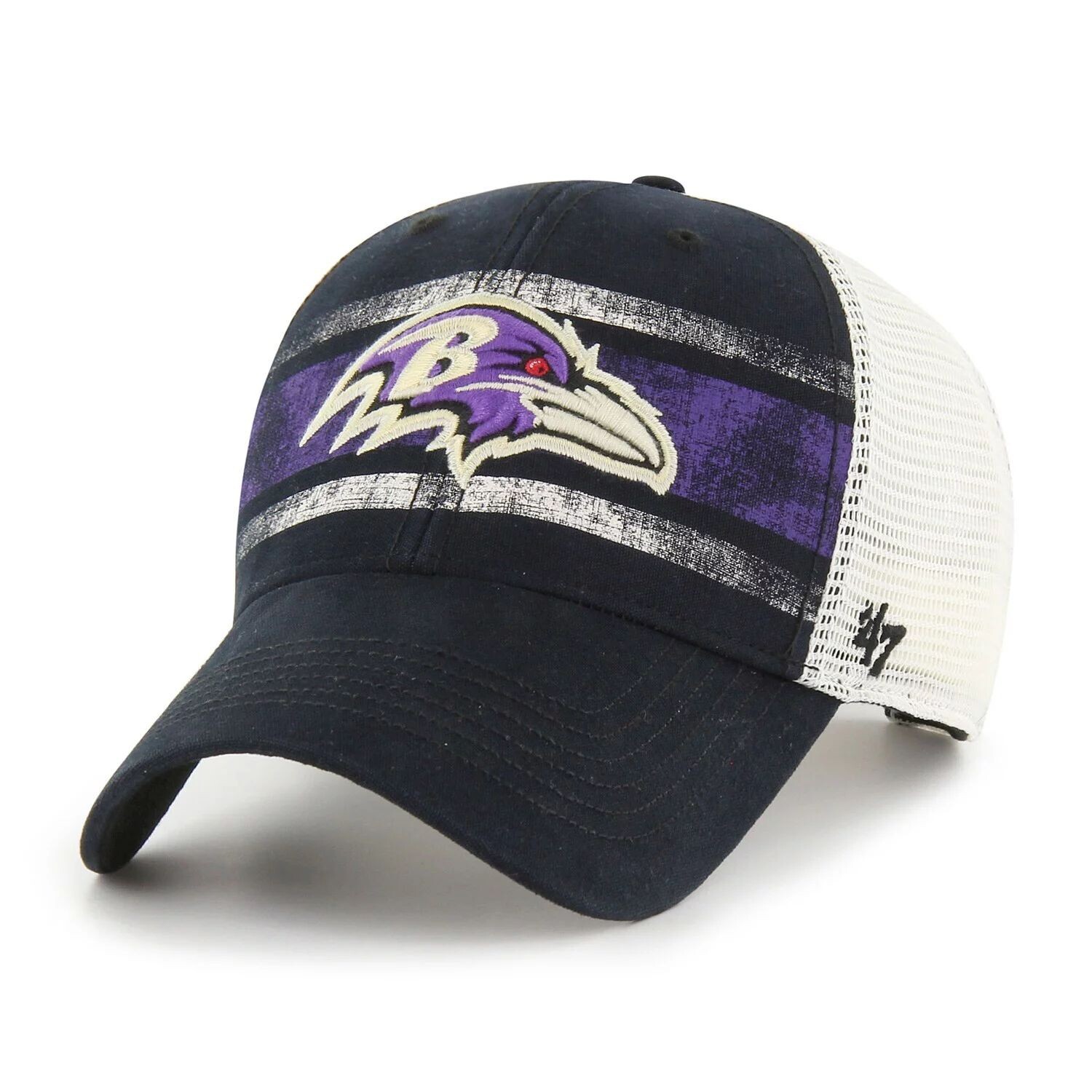 

Мужская черно-белая кепка Baltimore Ravens Interlude MVP Trucker Snapback '47