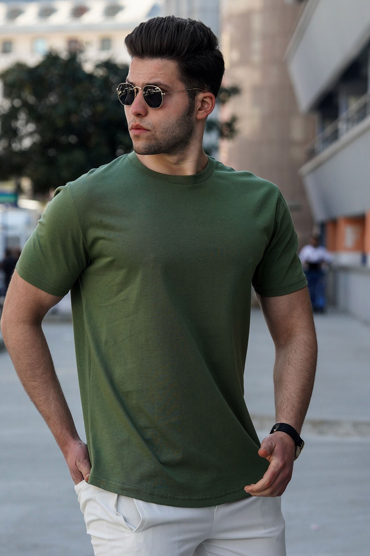 Мужская футболка цвета хаки 4951 Madmext