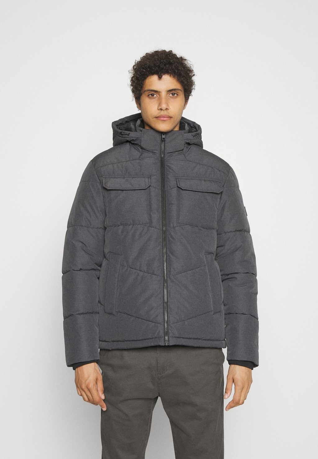 Куртка зимняя Jack & Jones JJMASON PUFFER JACKET, цвет dark grey melange