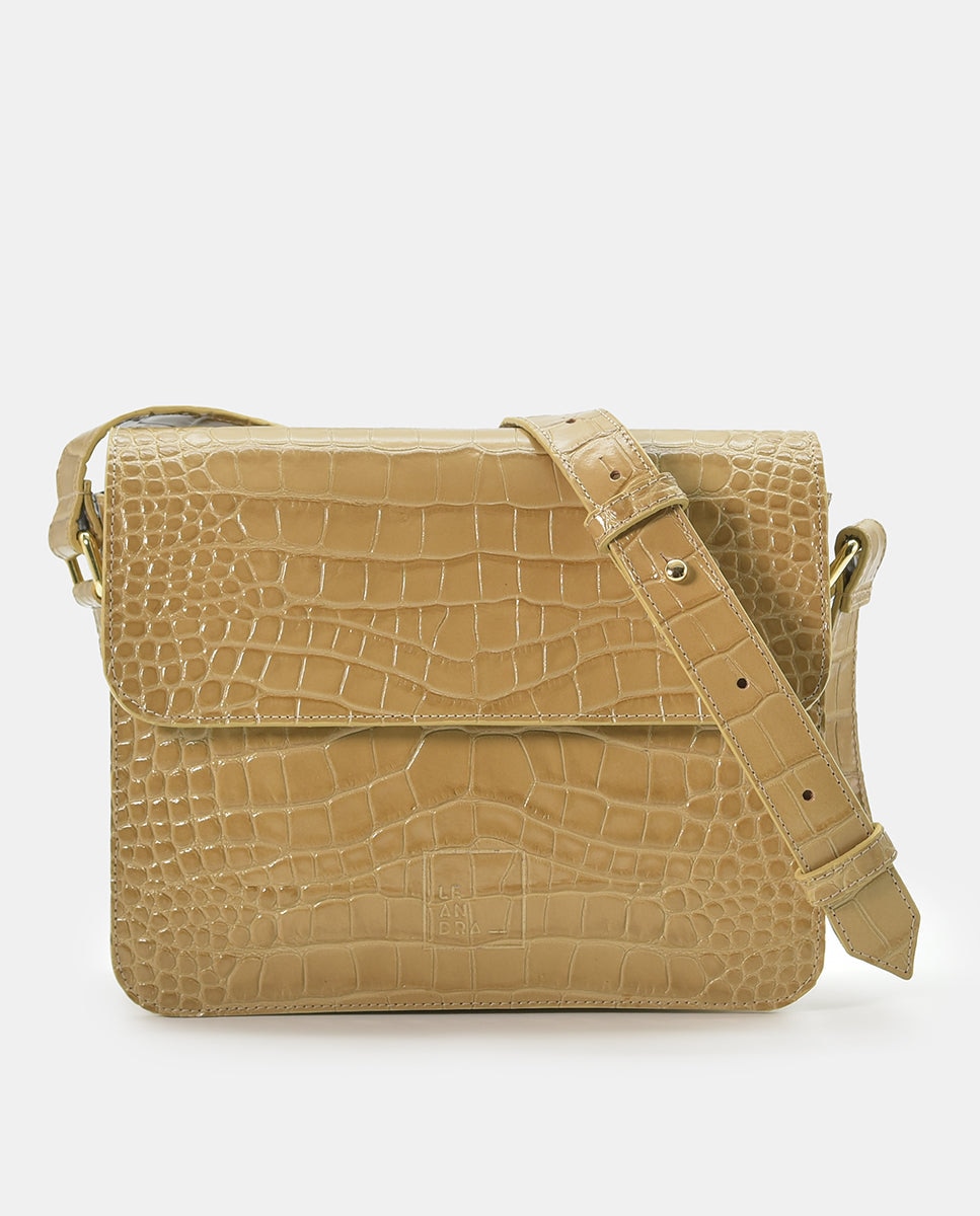 Женская квадратная кожаная сумка через плечо песочного цвета с гравировкой кокоса Leandra, бежевый женская квадратная бордовая кожаная сумка через плечо leandra бордо