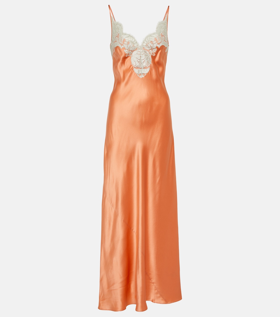Шелковое платье макси Danseurs с кружевом SIR, оранжевый