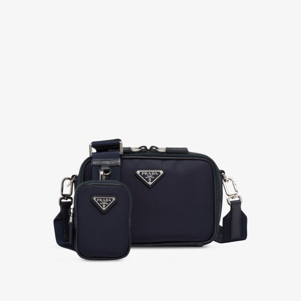 

Сумка на плечо из кожи Brique и переработанного нейлона Prada, синий