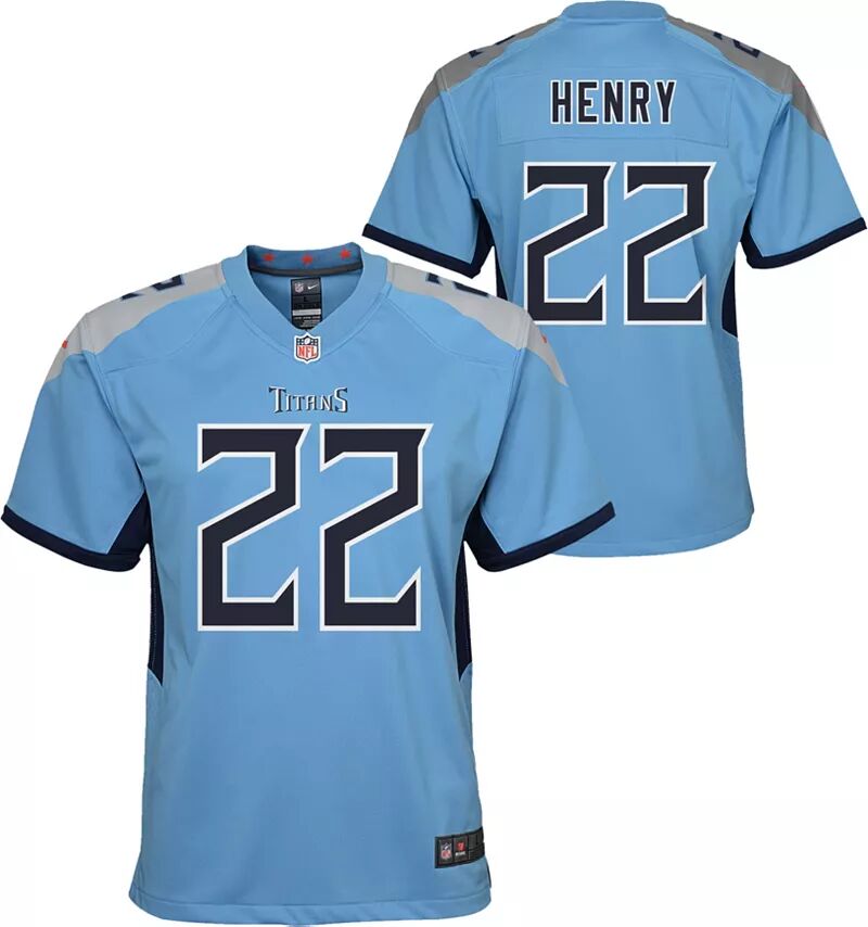 

Голубая альтернативная игровая майка Nike Youth Tennessee Titans Derrick Генри № 22