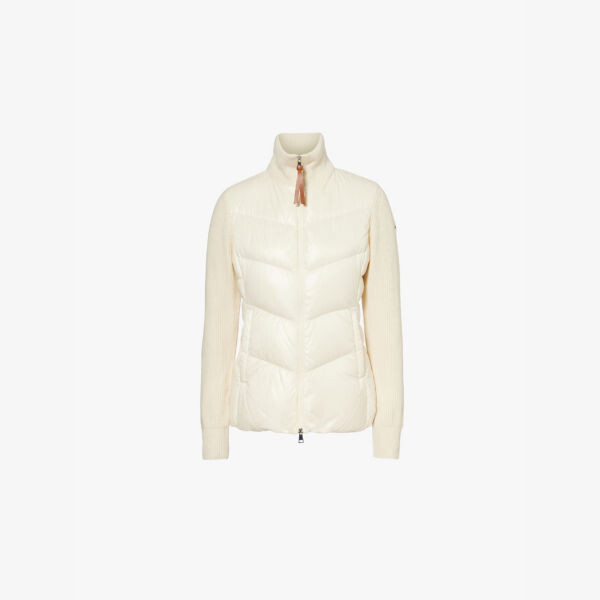 

Утепленный кардиган-ракушка Brand-Patch Moncler, бежевый