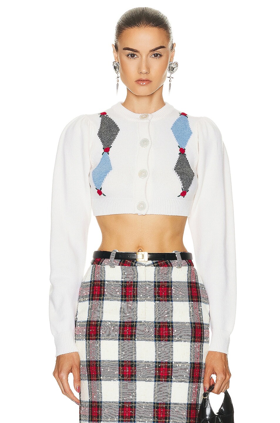 

Кардиган Alessandra Rich Embroidered, белый