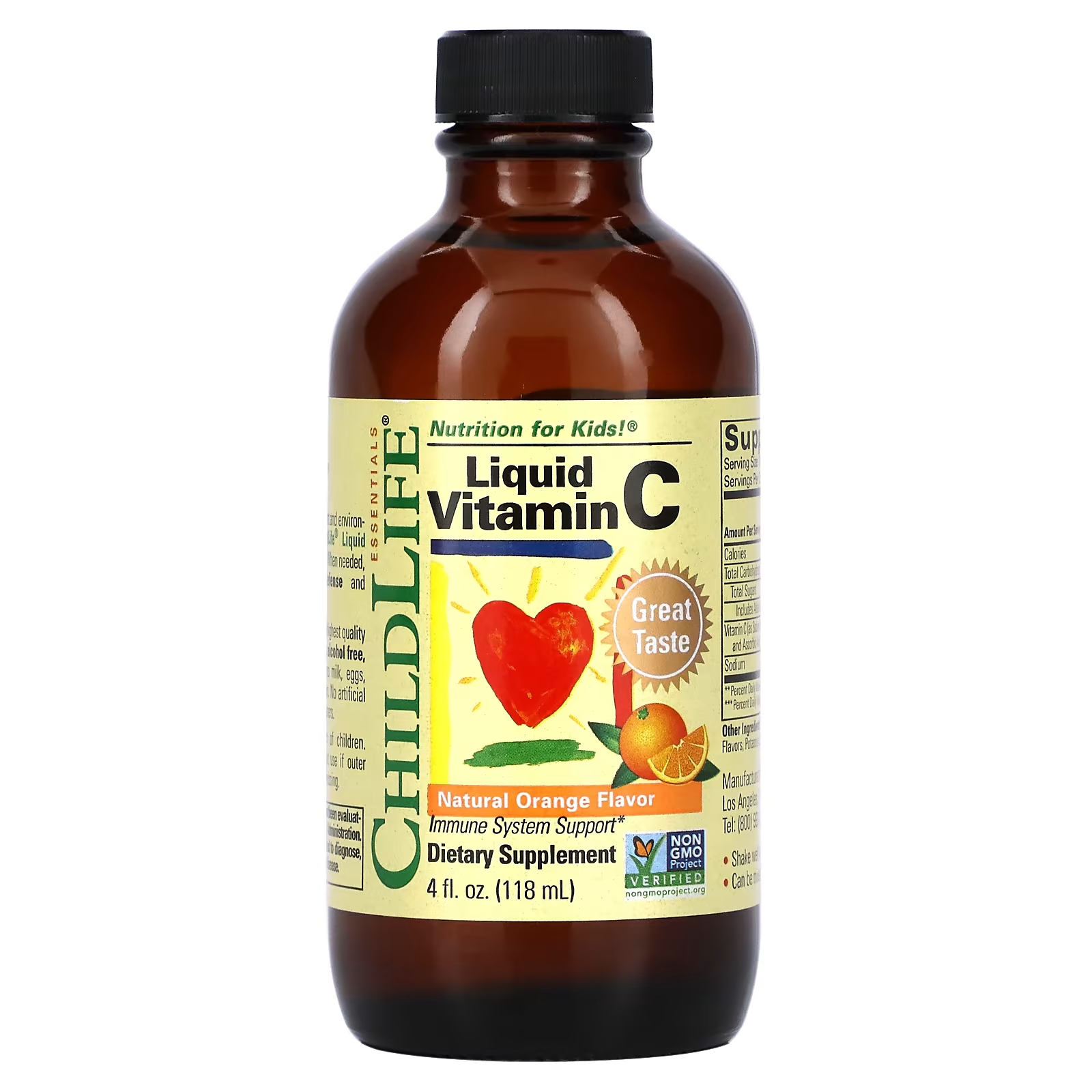 Essentials Liquid Витамин C Натуральный апельсин, 4 жидких унции (118,5 мл) ChildLife Essentials childlife essentials infantbiotics пробиотические капли 0 27 жидкой унции 8 мл