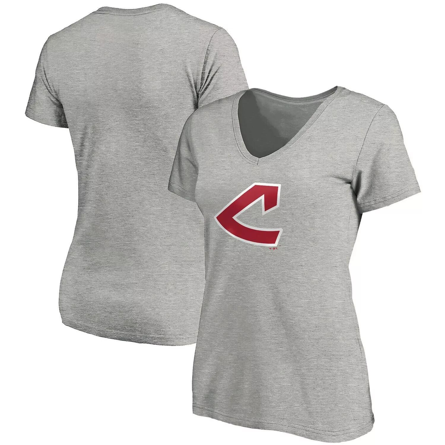 

Женская серая футболка с v-образным вырезом и фирменным логотипом Fanatics Cleveland Indians Core Cooperstown Collection Huntington Fanatics, Серый