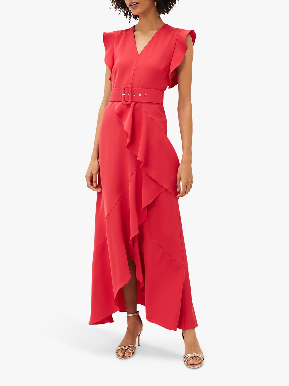 

Платье макси с поясом и оборками Phase Eight Phoebe, коралловый