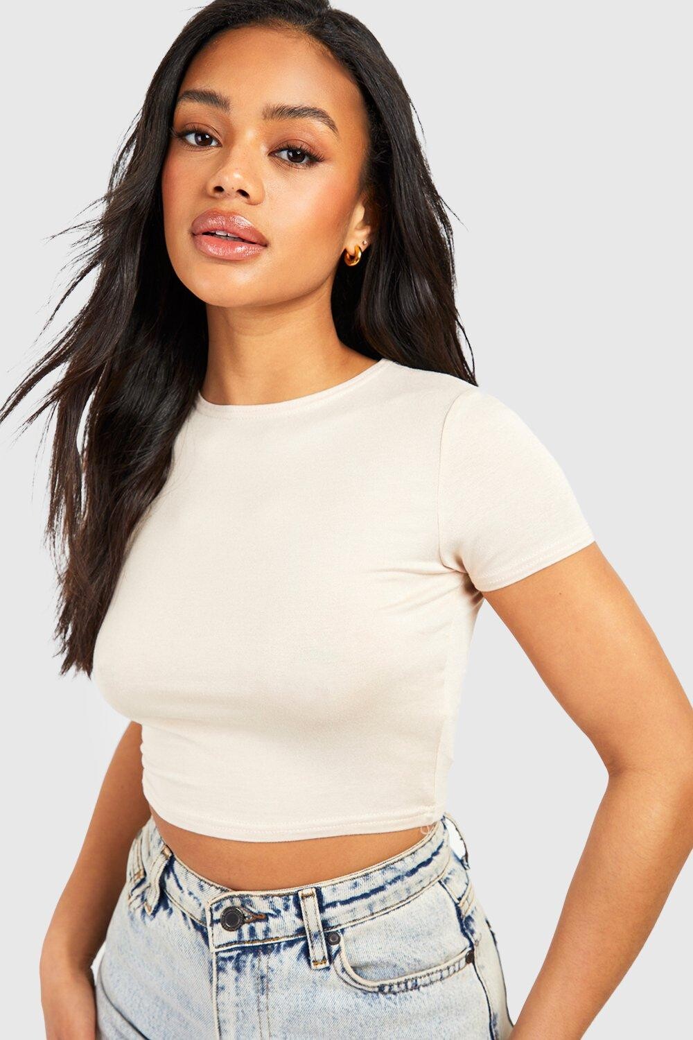 

Укороченная футболка с коротким рукавом Boohoo, серый