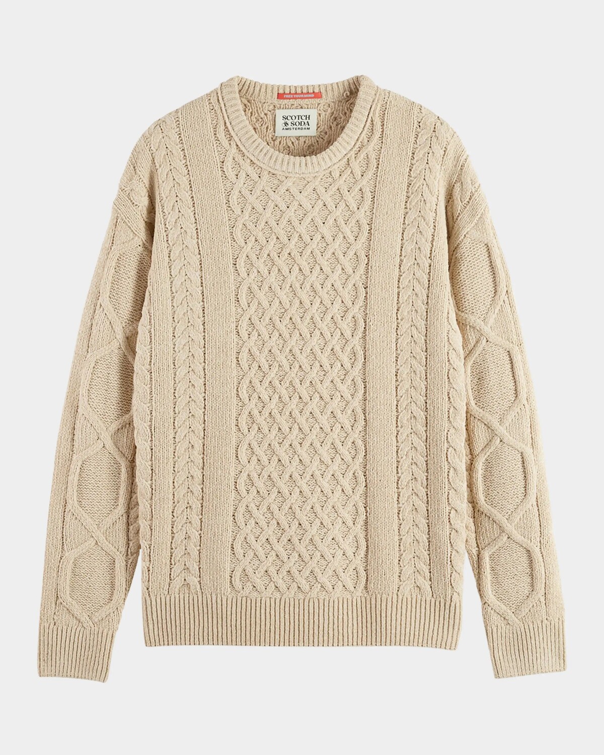 

Мужской смешанный вязаный свитер Scotch & Soda, цвет 7347-Parchment