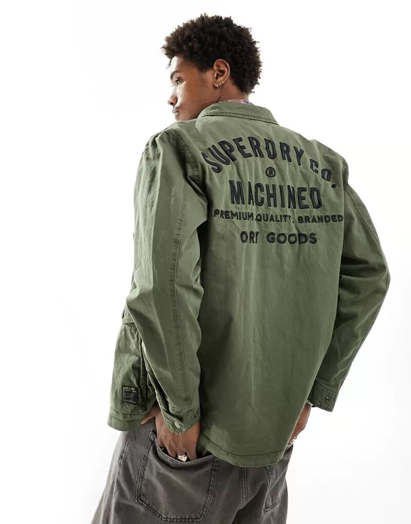 Легкая куртка с вышивкой Superdry Military M65 оливкового цвета Surplus Goods куртка hydro us fieldjacket m65 surplus